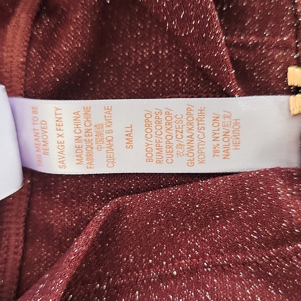 NWT Rihanna Savage X Fenty Glittery Burgundy Jumpsuit/PJs Womens Size Small - Picture 4 of 9